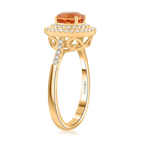 LUXORO zertifiziert und geprüft AAA kaiserlicher Topas und Diamant Ring in 417 Gold - 2 ct. image number 2