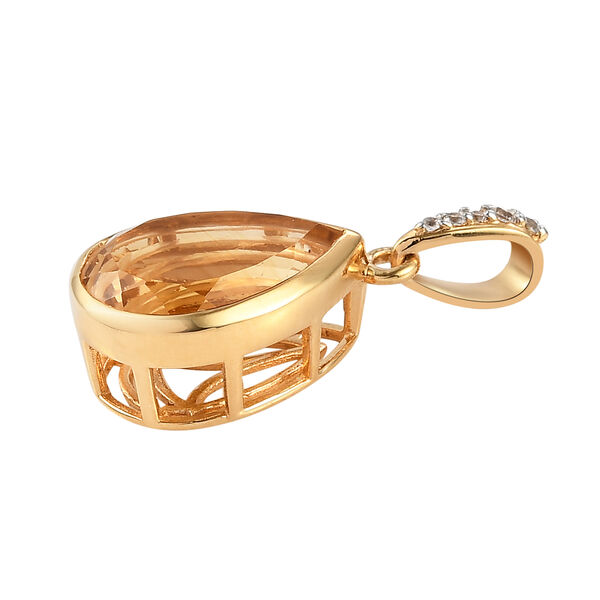 Citrin und wei&szlig;er Zirkon-Anh&auml;nger, 925 Silber vergoldet ca. 4.70 ct image number 4