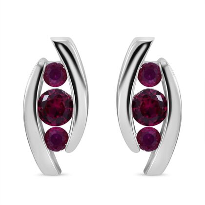 Roter Zirkonia Ohrringe 925 Silber rhodiniert