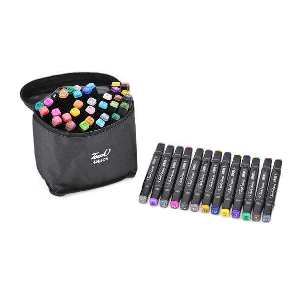 Set mit 120 Dual-Markern und Aufbewahrungstasche, Gr&ouml;&szlig;e 21x17x16 cm, Schwarz