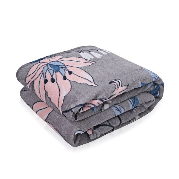 "Printed flannel blanket 155gsm Colour-Maroon & White" image number 5