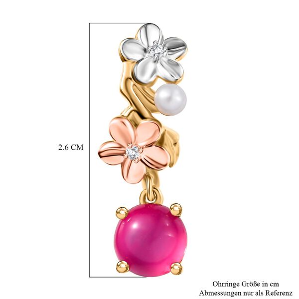 D'Joy Maulbeer Mondstein, S&uuml;&szlig;wasserperle und Zirkon zweifarbige Ohrringe image number 6