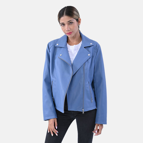 LA MAREY - Jacke aus Kunstleder, Größe M, Blau image number 0