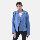 LA MAREY - Jacke aus Kunstleder, Größe M, Blau