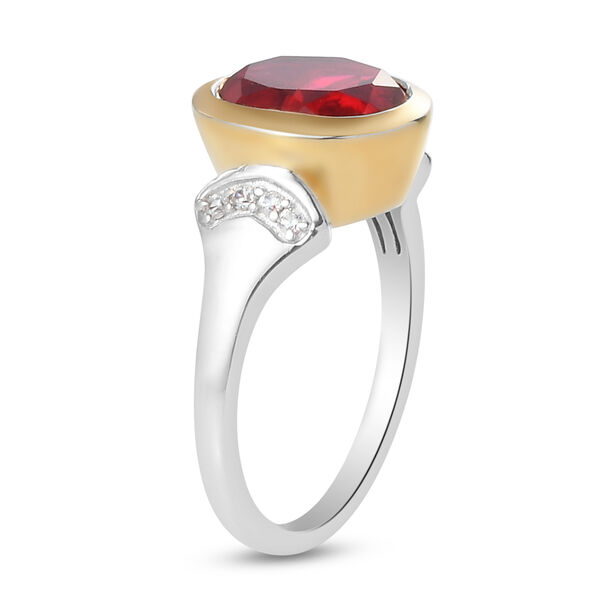 Rubelit-Triplett-Quarz und Zirkon Ring 925 Silber Bicolor image number 5