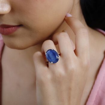 Kyanit Ring, 925 Silber platiniert, (Gr&ouml;&szlig;e 18.00) ca. 16.78 ct