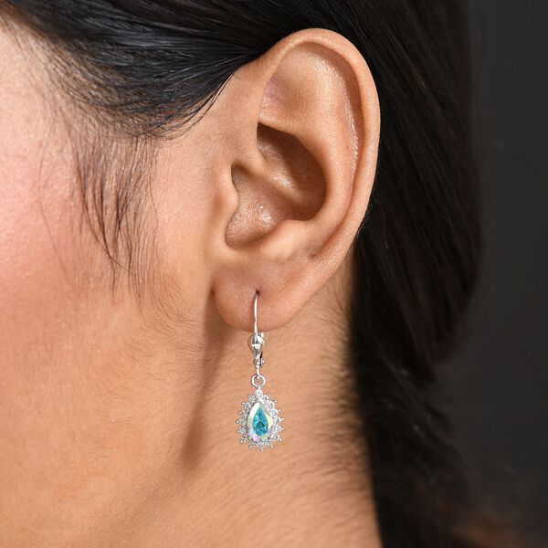 D'Joy Merkur mystischer Topas, Wei&szlig;er Zirkon Ohrringe 925 Silber platiniert ca. 2.42 ct image number 2