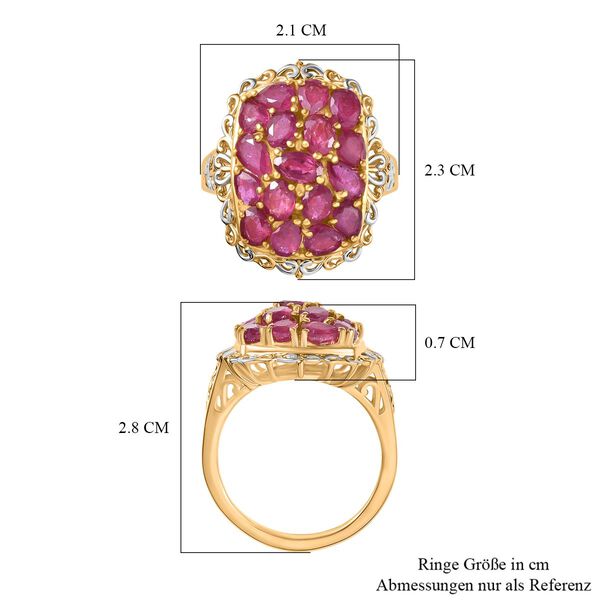Niassa Rubin Ring Nickelfreies Messing platiniert und vergoldet (Größe 16.00) ca. 4,31 ct image number 6