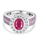 Montepuez-Rubin, Moissanit Ring, 925 Silber rhodiniert (Gr&ouml;&szlig;e 18.00) ca. 2.19 ct