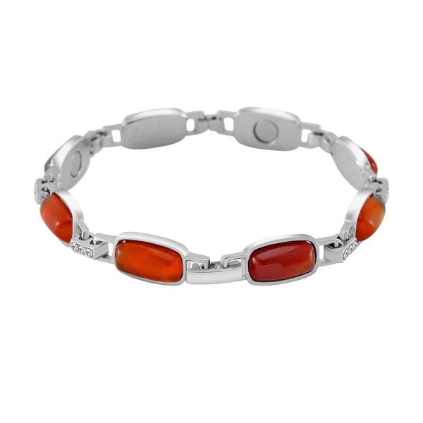 Roter Achat, Wei&szlig;er Kristall Armband Magnettherapie-Armband mit 4 Magneten, ca. 20 cm image number 3