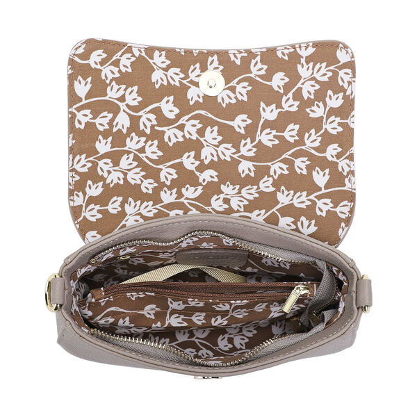 SENCILLEZ - 100% echte Leder Umh&auml;ngetasche f&uuml;r Damen, Gr&ouml;&szlig;e 22x6x14 cm, Hellgrau image number 6