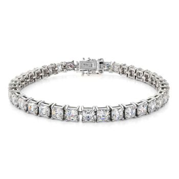 D'Joy Moissanit (Carr&eacute;) Armband ca. 19 cm 925 Silber Rhodiniert ca. 17.71 ct