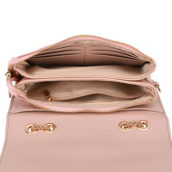 LA MAREY Brokat Crossbody Tasche aus Seide und Echtleder, 23x13x7cm, Rosa image number 6