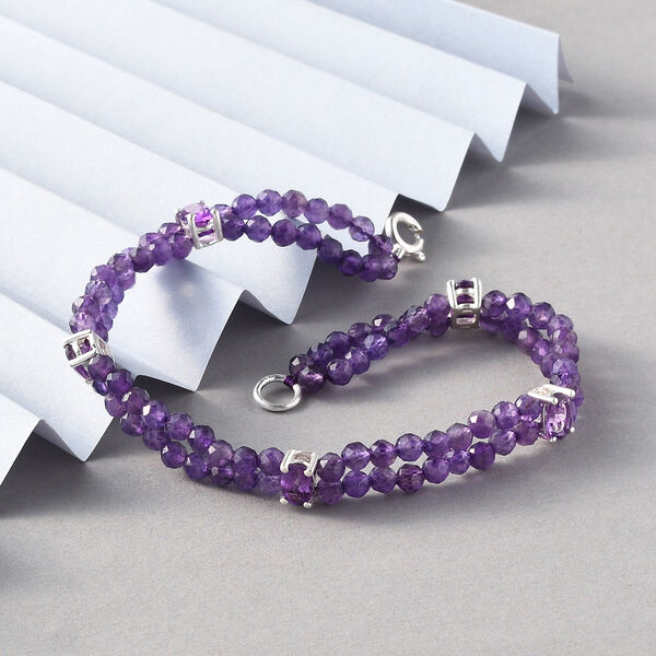Afrikanisches Amethyst Perlen-Armband, 19 cm, 925 Silber, 26,74 ct. image number 2