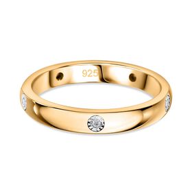 Weißer Diamant P Ring 925 Silber Gelbgold Vermeil (Größe 21.00) ca. 0,02 ct