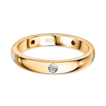 Wei&szlig;er Diamant Ring, 925 Silber Gelbgold Vermeil (Gr&ouml;&szlig;e 20.00) ca.