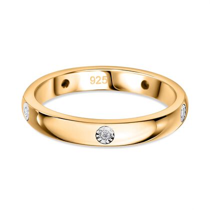 Wei&szlig;er Diamant P Ring 925 Silber Gelbgold Vermeil (Gr&ouml;&szlig;e 21.00) ca. 0,02 ct