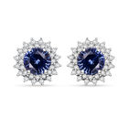 AAA Ceylon Blauer Saphir, Weiße Diamant Ohrringe 585 Gold, ca. 2.06 ct