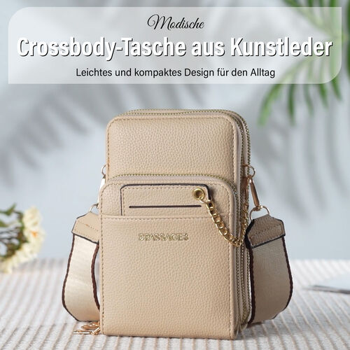 PASSAGE Crossbody Tasche, 18x6,5x11cm, Beige image number 1