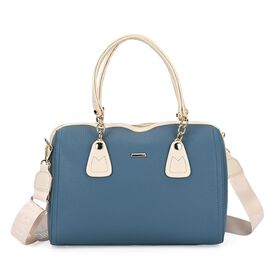 SATCHEL Moderne Handtasche mit Crossbody Gurt, 34x11x22 cm, blau