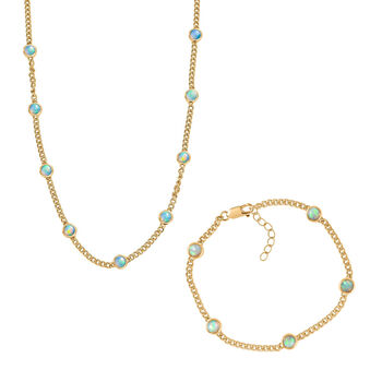 D'Joy AA &auml;thiopisches Welo Opal 19+2,5cm Armband und 45+5cm Halskette