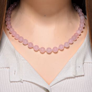 Rosa Morganit Farbiger Quarzit Halskette ca. Flexibles cm Reiner Edelstahl ca. 270.00 ct