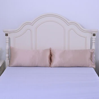 Serenity Night: 2er-Set Kissenbez&uuml;ge aus 100% Maulbeerseide, Gr&ouml;&szlig;e 40x80 cm, Ros&eacute;gold