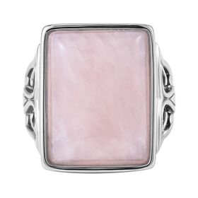 Rosa Quarz Ring, Reiner Edelstahl, (Größe 16.00), ca. 16.50 ct