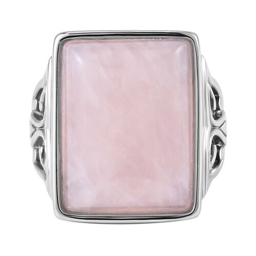 Rosa Quarz Ring, Reiner Edelstahl, (Größe 16.00), ca. 16.50 ct image number 0