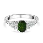 Natürlicher Chromdiopsid, Weißer Diamant Ring 925 Silber rhodiniert (Größe 18.00) ca. 1,05 ct