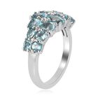 Blauer Apatit und Zirkon Cluster Ring 925 Silber Platin-Überzug image number 6