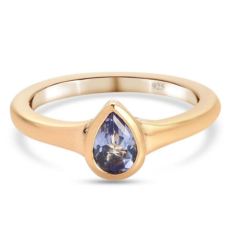 Tansanit Solitär Ring 925 Silber vergoldet  ca. 0,43 ct image number 0