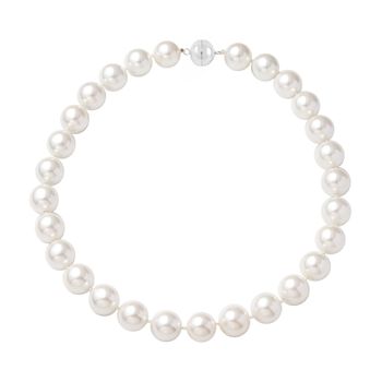 Wei&szlig;e Muschelkernperlen-Halskette, ca. 50 cm, 925 Silber rhodiniert