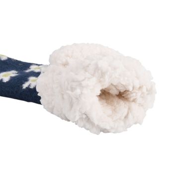 SHERPA Kuschelsocken mit Blumen-Design und rutschfester Sohle, Einheitsgr&ouml;&szlig;e, Dunkelblau