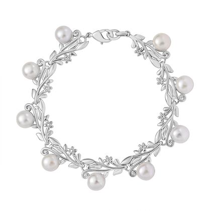 S&uuml;&szlig;wasser Perle (7.5-8 mm) Armband ca. 19 cm, nickelfreies Messing