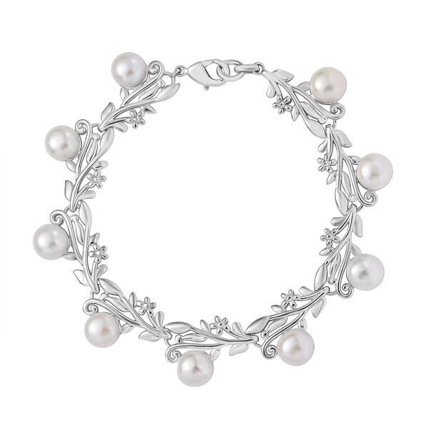 Süßwasser Perle (7.5-8 mm) Armband ca. 19 cm, nickelfreies Messing image number 0