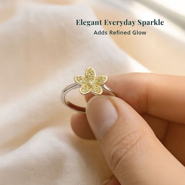 LUXURIANT DIAMOND - Lab Grown Gelb Diamant VS-EF Ring 925 Silber Rhodiniert (Gr&ouml;&szlig;e 17.00) ca. 0,26 ct image number 5