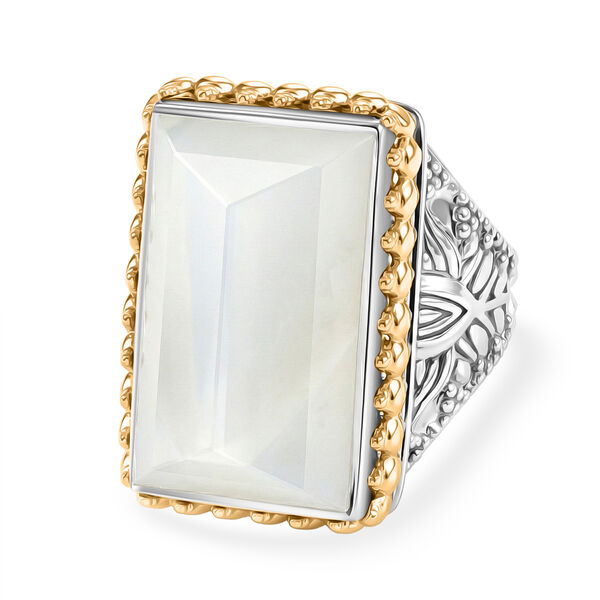 Sajen Silber-Grauer Mondstein Ring 925 Silber rhodiniert (Gr&ouml;&szlig;e 17.00) ca. 26.80 ct