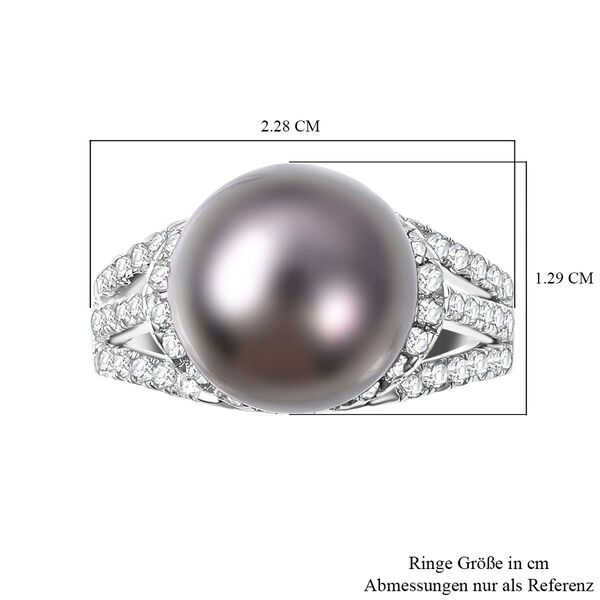 12-13mm Tahiti Perlen und Zirkon Ring- 1,34 ct. image number 6