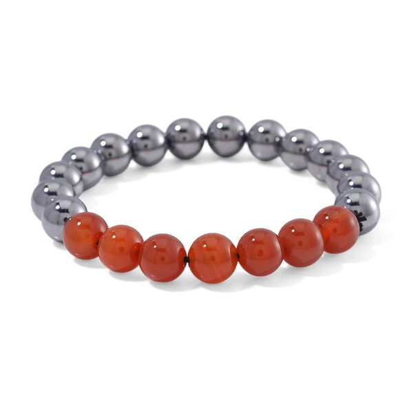 Flexibles Terahertz und orangefarbenes Achat Armband - 140 ct.
