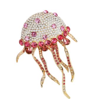 Mehrfarbige Kristall-Brosche, Qualle