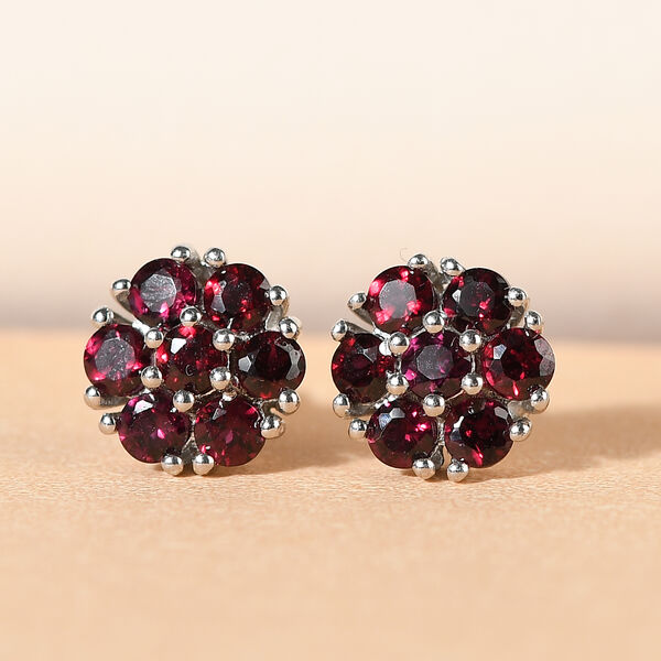 Anthill Granat Silber Floral Ohrstecker 1,20 Ct image number 2
