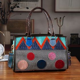 Chaos by Elsie Echtleder Crossbody mit RFID, Patchwork Mehrfarbig, 36 x 15 x 25 cm, Schwarz