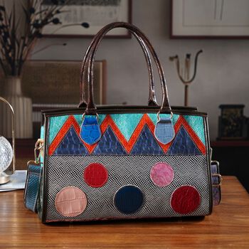 Chaos by Elsie Echtleder Crossbody mit RFID, Patchwork Mehrfarbig, 36 x 15 x 25 cm, Schwarz