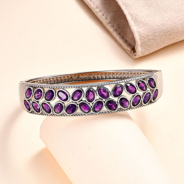 Afrikanischer Amethyst Armreif ca. 19 cm Edelstahl ca. 10.35 ct image number 2