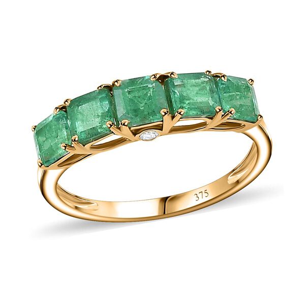 AAA Smaragd und Diamant Ring in 375 Gold - 1,70 ct. image number 6