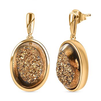 Goldene Drusy Quarz Ohrringe Messing ca. 18.90 ct