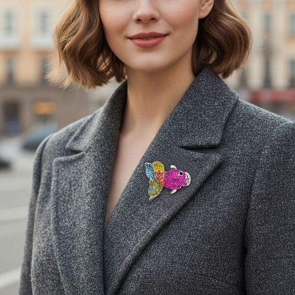 Mehrfarbiger Kristall Brosche image number 2