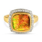 Ammolit und Zirkon Ring 925 Silber vergoldet (Größe 17.00) ca. 3,16 ct