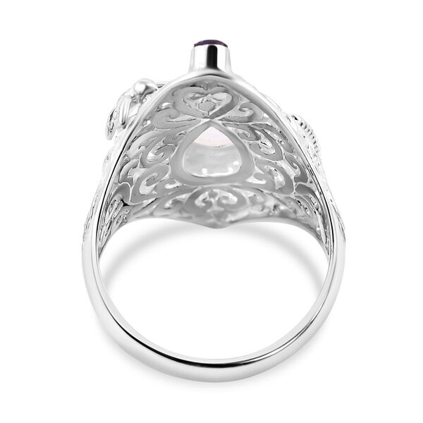 Royal Bali Kollektion- Regenbogen Mondstein und afrikanischer Amethyst-Ring - 2,84 ct. image number 4